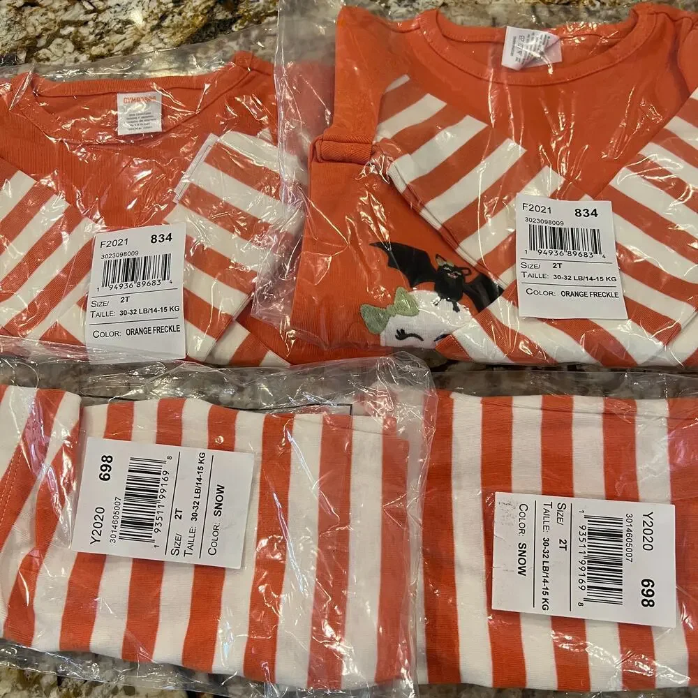 NWT Gymboree Orange & Ivory Striped Leggings & Halloween Layered Top - SIZE 2T